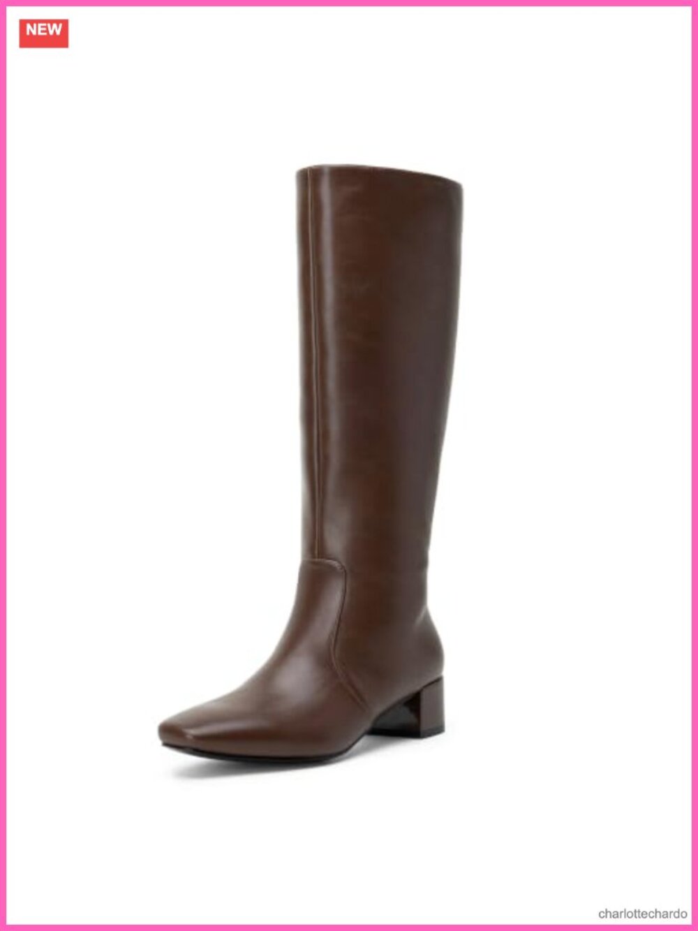 Women's Knee High Riding Boots Square Toe Low Chunky Block Heel Side Zip Faux